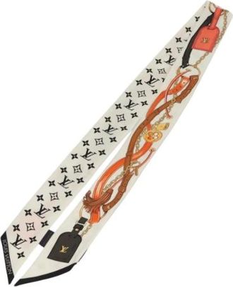 Louis Vuitton Pre-owned Scarves, female, White, Size: ONE SIZE Pre-owned Vintage Silk Scarf