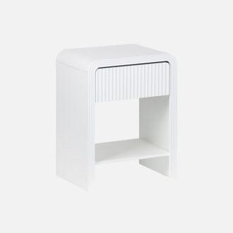 Sweeek Mesita De Noche Acanalada Efecto Madera 1 Caj&oacute;n, 1 Estante