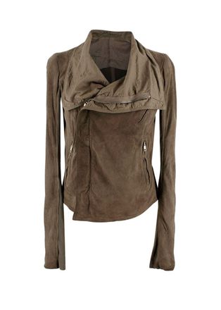 Rick Owens Khaki Suede Zip Jacket Size S