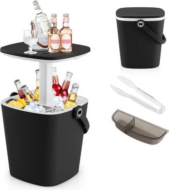 Costway Portable Cooler Side Table 15L Wine Cooler 3-in-1 Outdoor Cocktail Drink Table - Costway