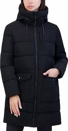 HFX Outdoor Long Hooded Puffer Coat In Black