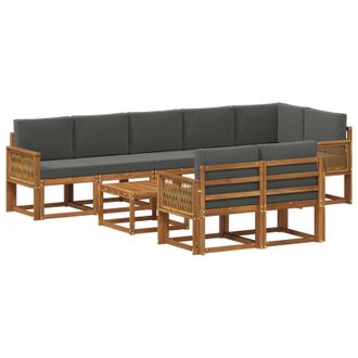vidaXL Conjunto De Sof&aacute;s De Exterior 9 Pcs Natural Y Antracita Vidaxl
