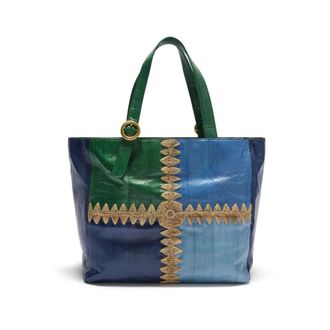 Maliparmi Tote Bags, female, Blue, Size: ONE SIZE Patchwork Thread Shopping Bag