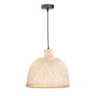 Forlight Forlight Lighting - Forlight Riba L&aacute;mpara De Techo Colgante De Rat&aacute;n Natural De 35cm De Di&aacute;metro. L&aacute;mpara Moderna De Madera Para Sal&oacute;n Comedor De 40w 