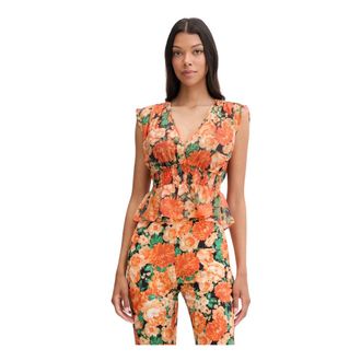 Pinko Botanische Tuin Top met V-hals - Dames - Blouses - Veelkleurig - S - Overhemden