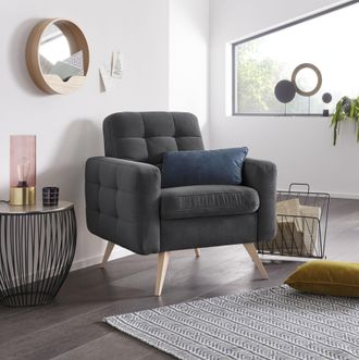 Exxpo Sofa Fashion Sessel »Nappa, Loungesessel, aktuelle Rückensteppung, bequem und modern« hoher Holzfuss