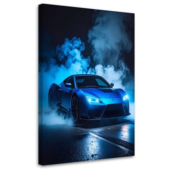 Feeby Cuadro Sobre Lienzo, Coche Deportivo Azul, 80x120