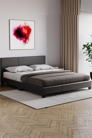 Home Discount Vida Designs Lisbon King Size Faux Leather Bed Frame UKFR Fabric in Black