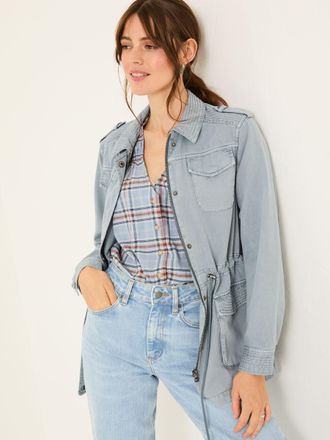 Fat Face FatFace Lowen Chambray Blue 100% Cotton Field Jacket