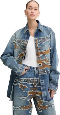 Y / Project Paris Best Patch Denim Shirt - Dames - Spijkeroverhemden - Blauw - XS - Denim - Overhemden