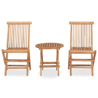 Berkfield Home 3 Piece Folding Outdoor Dining Set Solid Teak Wood in Brown