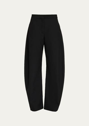 Alaia Lightweight Wool Barrel-Leg Pants
