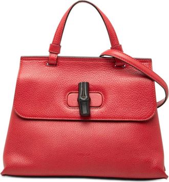 Gucci Pre-owned Handbags, female, Red, Size: ONE SIZE Pre-owned Top Handle Leather Bag