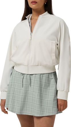 Travis Mathew Opening Shot Performance Reversible Bomber Jacket in Snow White at Nordstrom, Size X-Large