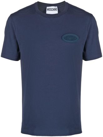 Moschino logo-plaque T-shirt - men - Cotton/Elastane - 50 - Blue