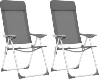 vidaXL Sillas De Camping Plegables 2 Unidades Aluminio Gris Vidaxl