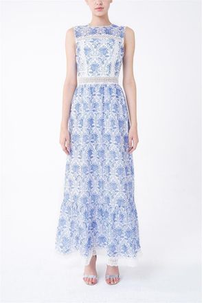 True Decadence Womens Jewel Neck Sleeveless Maxi Wrap Dress in Blue Porcelain - Size 10 UK