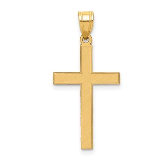 Diamond2Deal 14k Yellow Gold Florentine Satin Cross Pendant