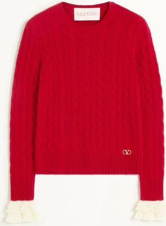 Valentino Maglia In Cashmere Donna ROSSO/AVORIO XXS