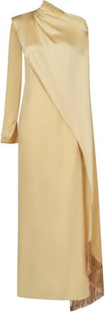 Taller Marmo Abito lungo Mounia con frange - Toni neutri