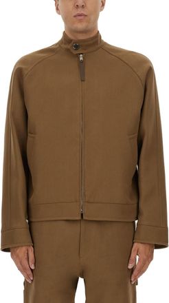 Moschino Brown Solid Mandarin Collar Jacket