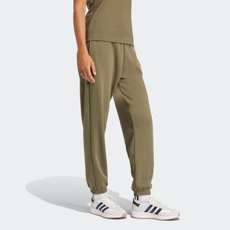 adidas Sporthose ADIDAS SPORTSWEAR W SL FT CF PT, Damen, Gr. XXL, N-Gr, gr&uuml;n (olive strata, wei&szlig;), Obermaterial: 70% Baumwolle, 30% Polyester, Hosen Sporthos