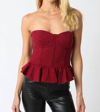 Olivaceous Macie Corset Top In Maroon