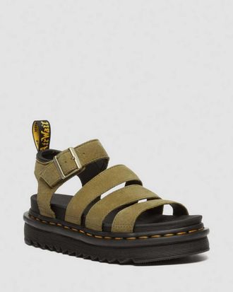 Dr. Martens Blaire Tumbled Nubuck Sandalen in Gr&uuml;n, Gr&ouml;&szlig;e: 36