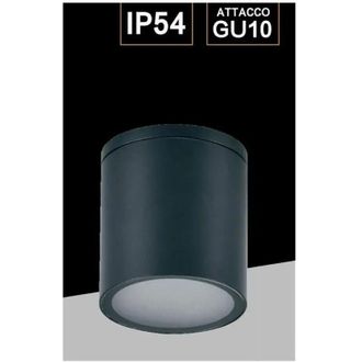 Trade Shop Trade Shop Traesio - Trade Shop - Applique Da Soffitto A Cilindro Esterno Moderno Lampada Plafoniera Gu10 Ip54 H94 - Negro