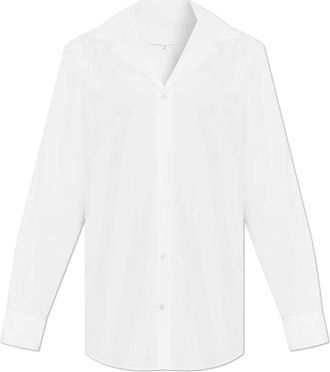 Maison Margiela V-Neck Shirt - Heren - Zakelijke Overhemden - Wit - M - Katoen - Overhemden