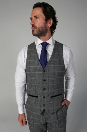 PAUL ANDREW Harris Tweed Grey Waistcoat