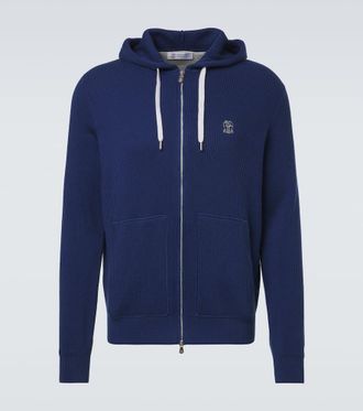 Brunello Cucinelli Felpa con cappuccio in cotone a coste