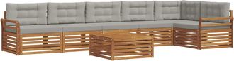 vidaXL Conjunto De Sof&aacute;s De Exterior 7 Uds. Gris Natural Y Claro Vidaxl