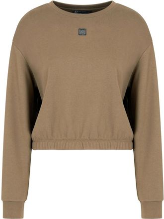 A|X Armani Exchange Felpa con placca logo - Marrone