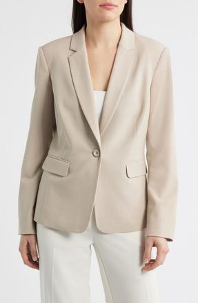 Tahari by ASL One-Button Blazer in Sand at Nordstrom, Size 12P