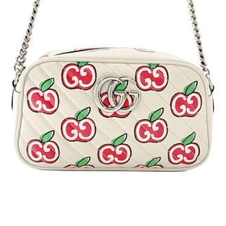 Gucci Tweedehands Kleine Gg Marmont Matelass&eacute; Leren Apple Crossbody