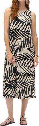 Joseph Ribkoff Tropical Print Midi A-Line Dress In Black/moonstone