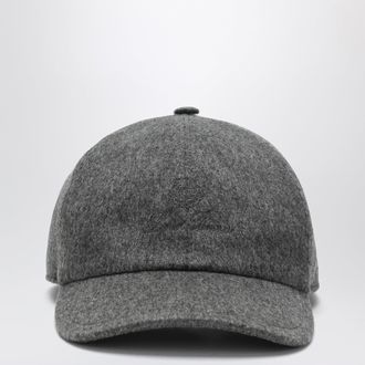 Loro Piana Cappellino da baseball grigio m&eacute;lange in cashmere