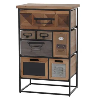 Hhg [nunca Usado] C&oacute;moda De Farmacia Hhg-589, Armario Alto Con Cajones, Estilo Industrial Vintage/shabby, Madera Y Metal, 84 X 53 X 31 Cm
