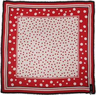 Dolce & Gabbana Womens Red Polka Dot Print Square Stole 130cm X Scarf White And Modal Cashmere