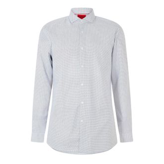 HUGO BOSS Hugo Mens Microprint Oxford Long-Sleeved Formal Shirt (White) - Size 14.5 inch