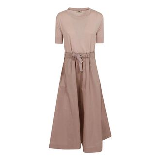 Herno Midi Dresses, female, Beige, Size: XS Dress in Glam Knit Effect and Techno Taffeta