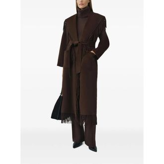 SIMKHAI Carrie Fringe-trimmed Belted Coat