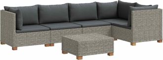 vidaXL 6 Uds. Conjunto De Lounge De Rat&aacute;n Con Cojines Gendt Gris Kubu Vidaxl