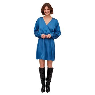 Vila Womens Violette Wrap L/S Dress/Su-Noos Dress, Federal Blue, 6
