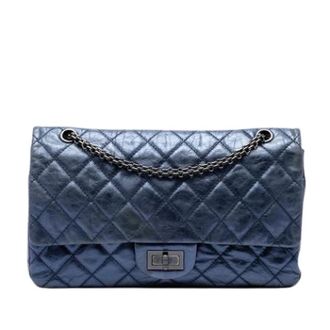 Chanel Pre-owned Vintage Double Flap Schoudertas - Dames - Pre-owned - Blauw - Maat: ONE Size Leer