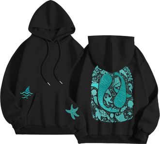 Generic Protect The Ocean Jumpers for Women Y2k Shark Graphic Sweatshirt Oversized Hoodies 2025 Streetwear Jumpers for Women UK