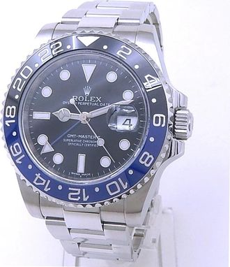 Rolex Pre-owned Rolex Gmt-Master Ii GMT Black Dial Mens Watch 116710BLNR