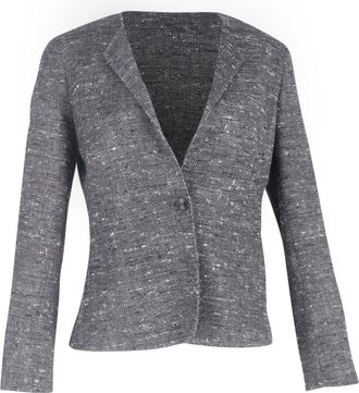 Max Mara Pre-owned Womens Max Single-Breasted Tweed Blazer in Grey Wool - Size 12 UK