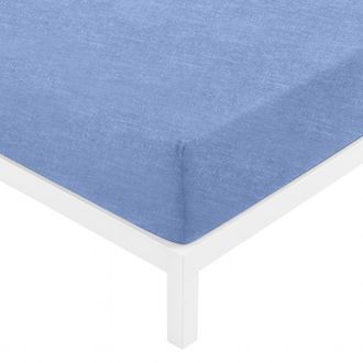 KASANOVA Lenzuolo con angoli matrimoniale blu cotone